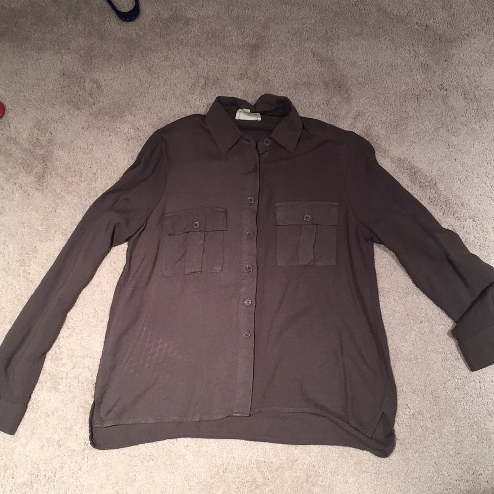 Army green button down